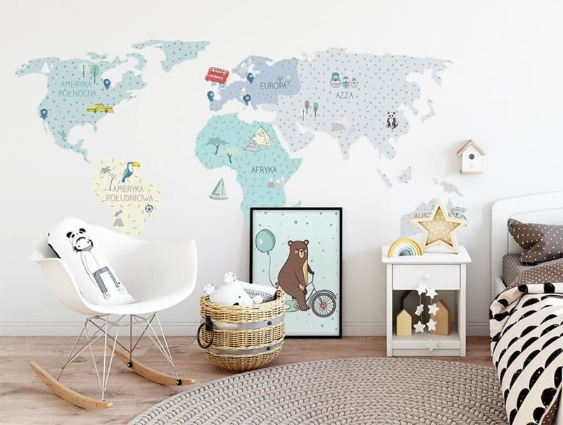 naklejka | mapa świata - miętowa Pastelowe Love